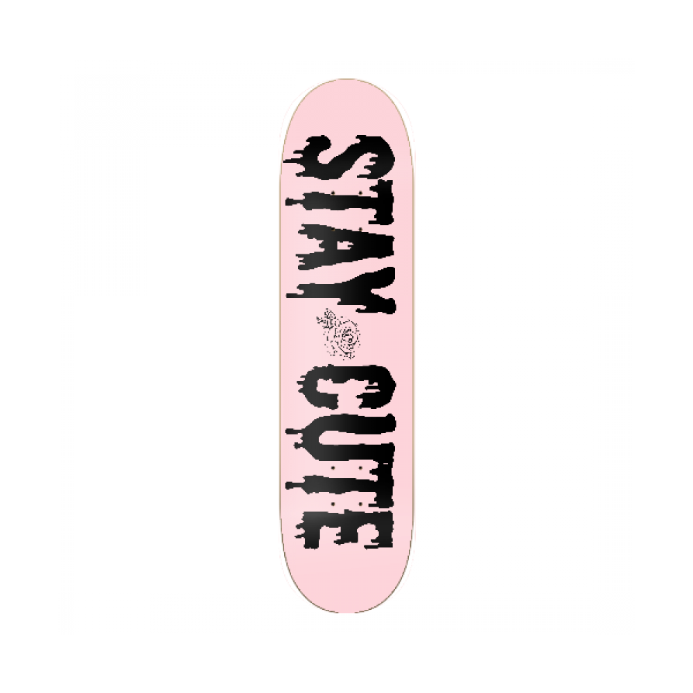 Stay Cute Pink Logo Rose Skate Deck