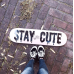 Stay Cute Pink Logo Rose Skate Deck