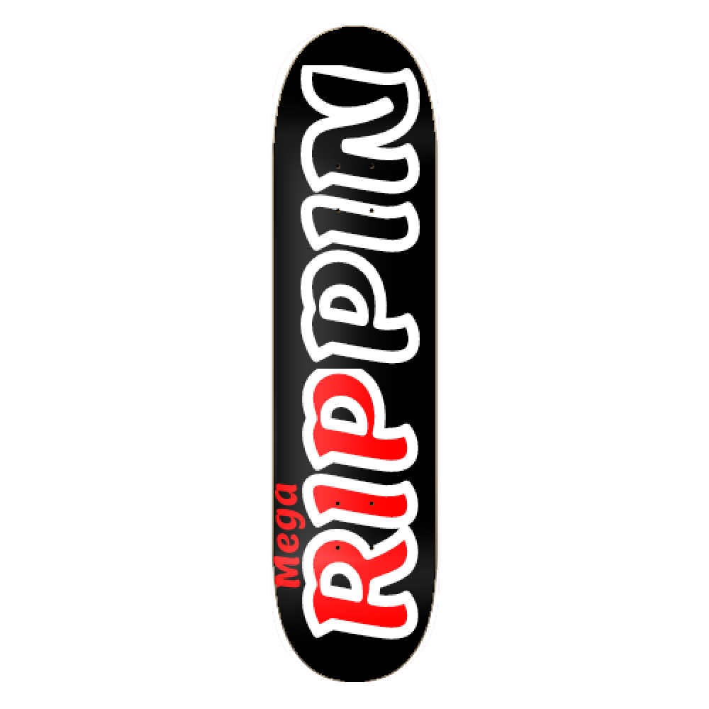 New red and black rippin board graphic name