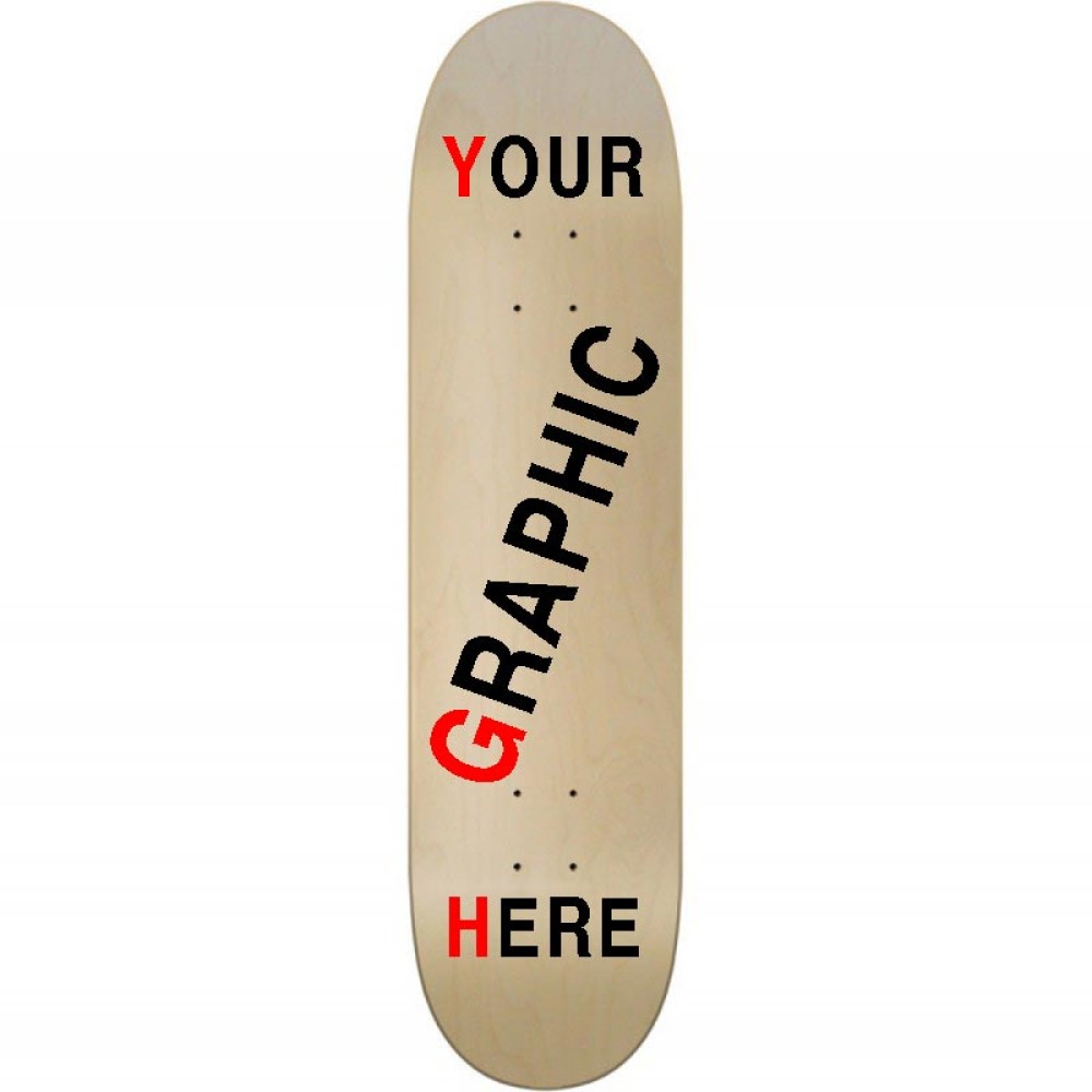 Sample custom printed skateboard decks. Single one printing.