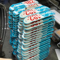 Rack of Printed Skateboards