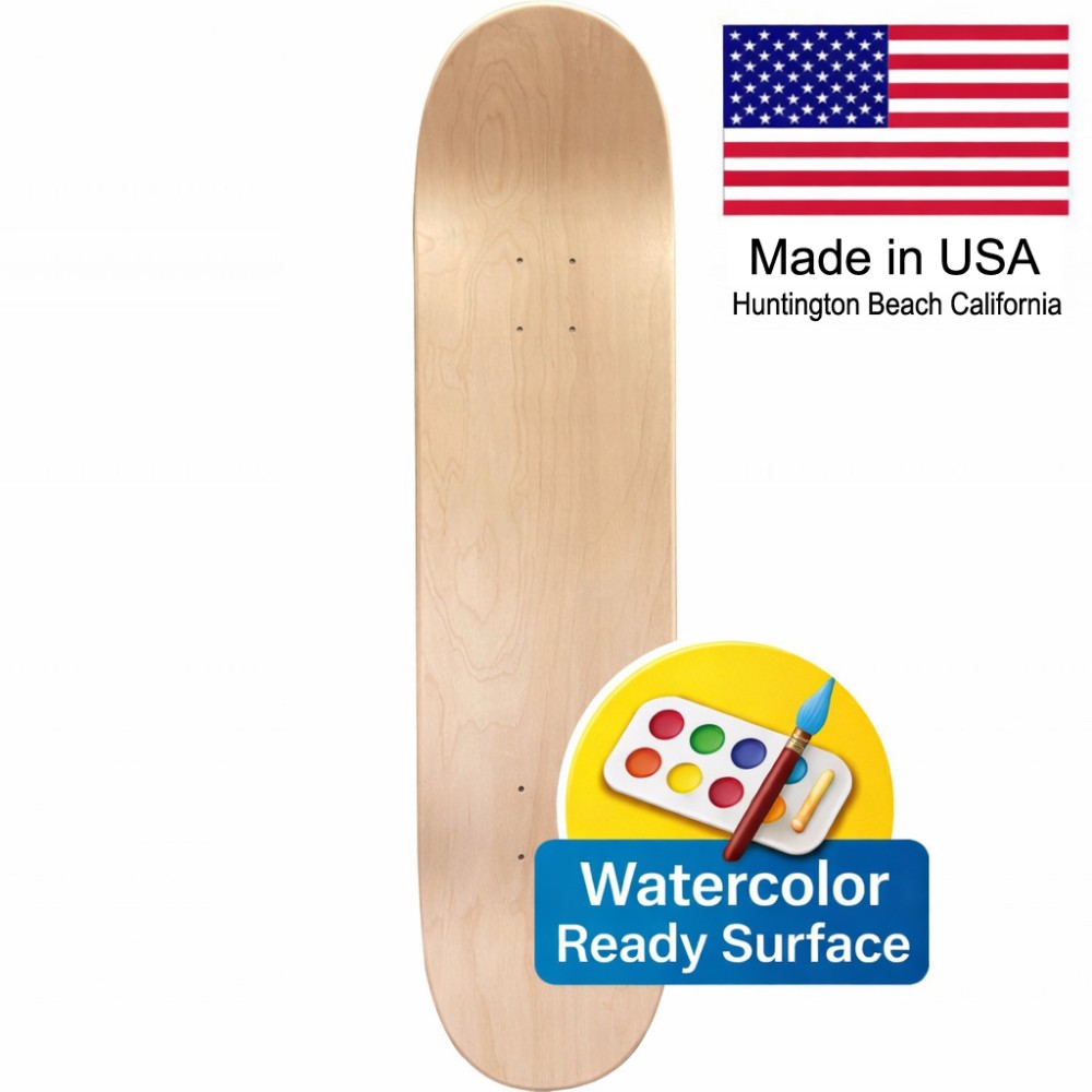 Watercolor Paint Ready Skateboard Deck