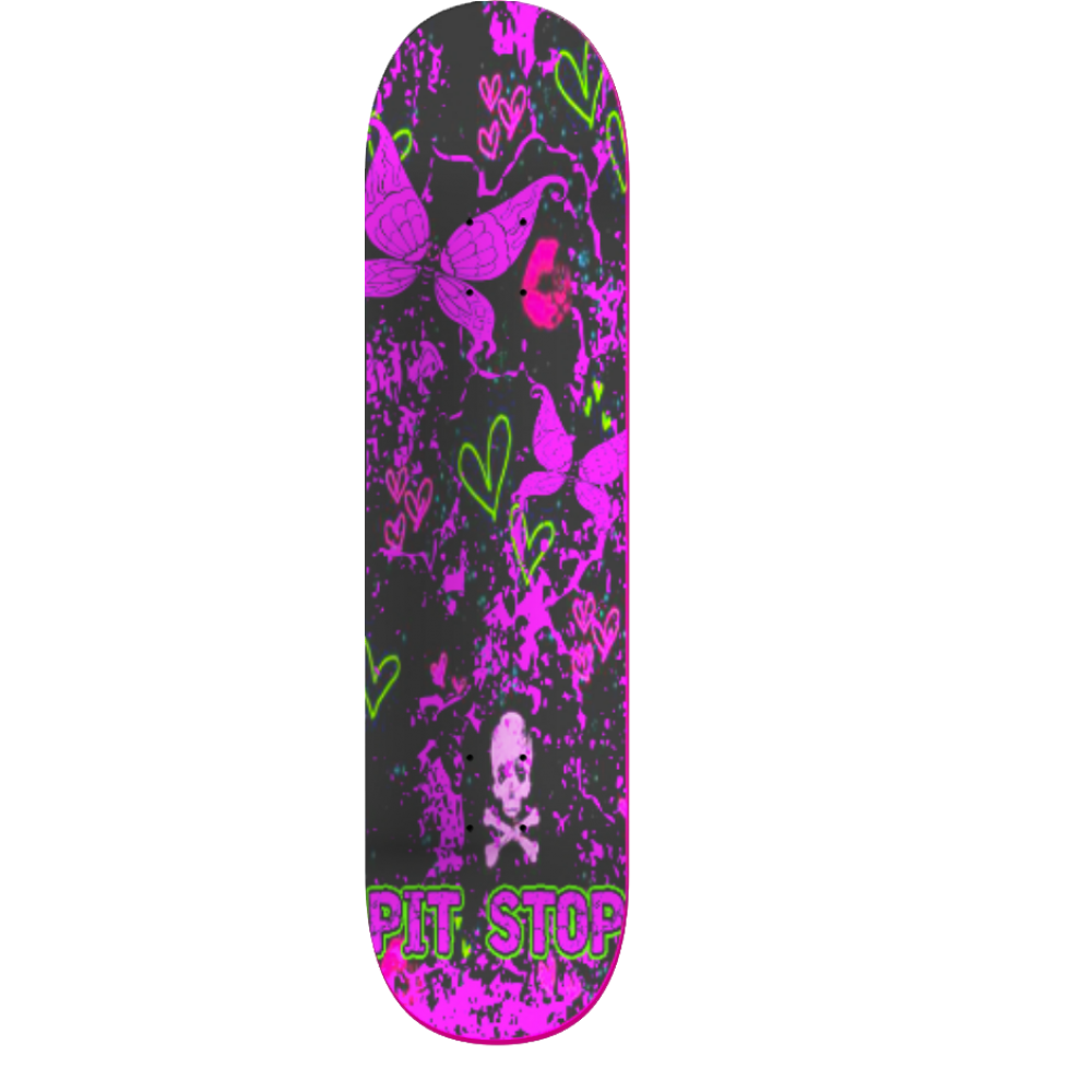 pit stop love hear deck pink and green