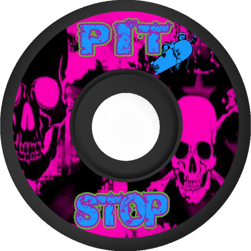 pit stop 52mm black and pink skull wheels