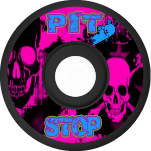 pit stop 52mm black and pink skull wheels