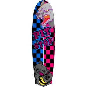 pit stop long board pink and blue wolf and pig deck