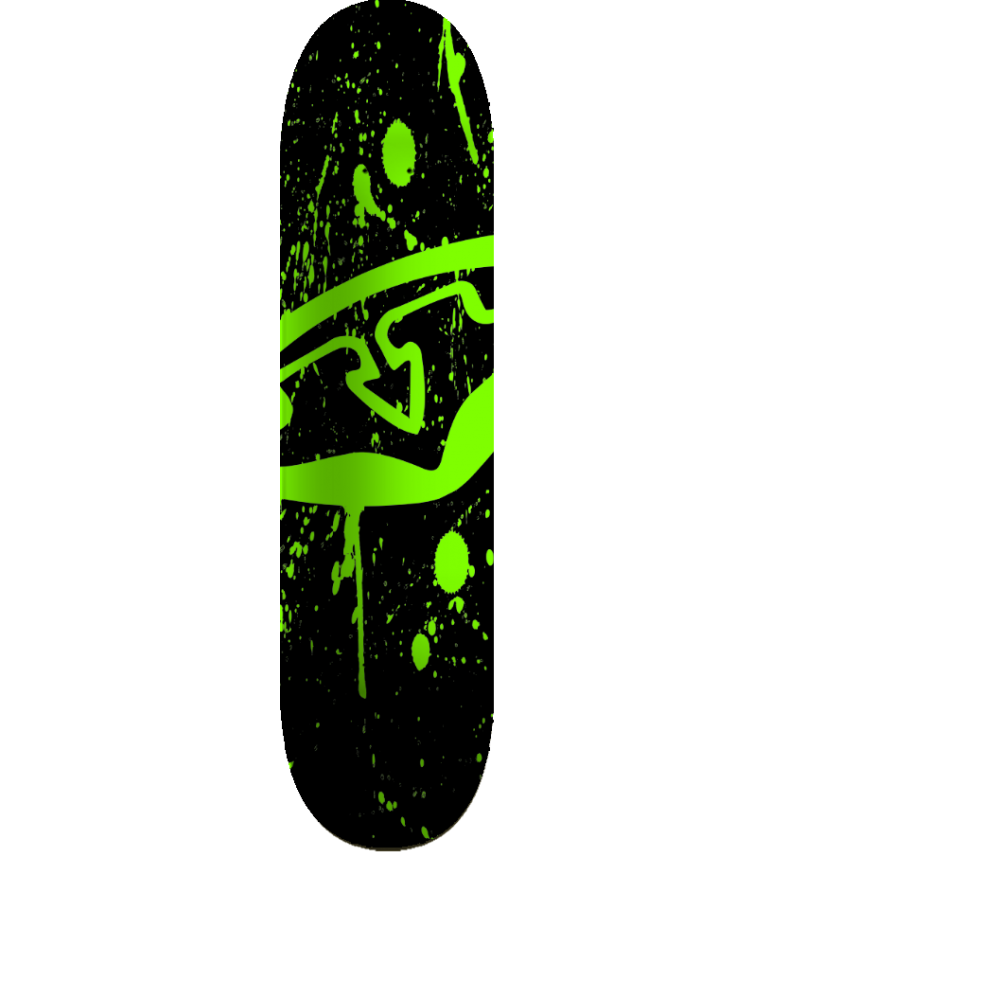 black with green splatter