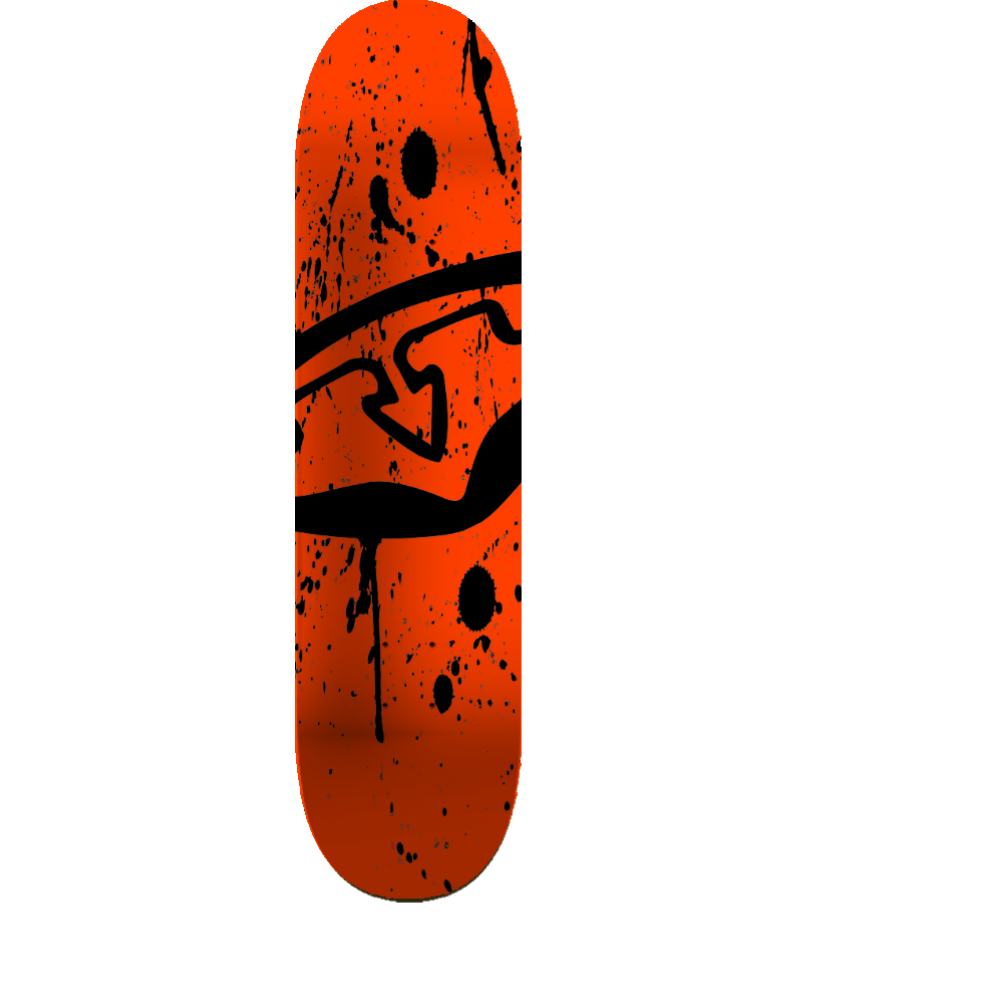 Orange w/ black splattered logo