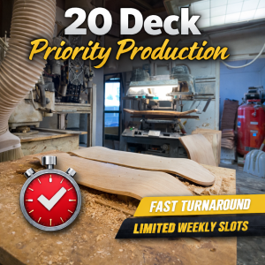 20 Deck Priority Production Slot – Rush Skateboard Production